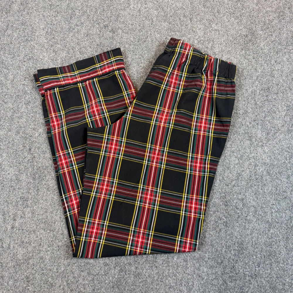 J.Crew Mens Small Black Stewart Plaid Cotton Pajama Pants Drawstring Sleepwear